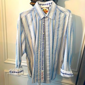 Robert Graham Men’s Striped Long Sleeve Button Down Shirt Size XL